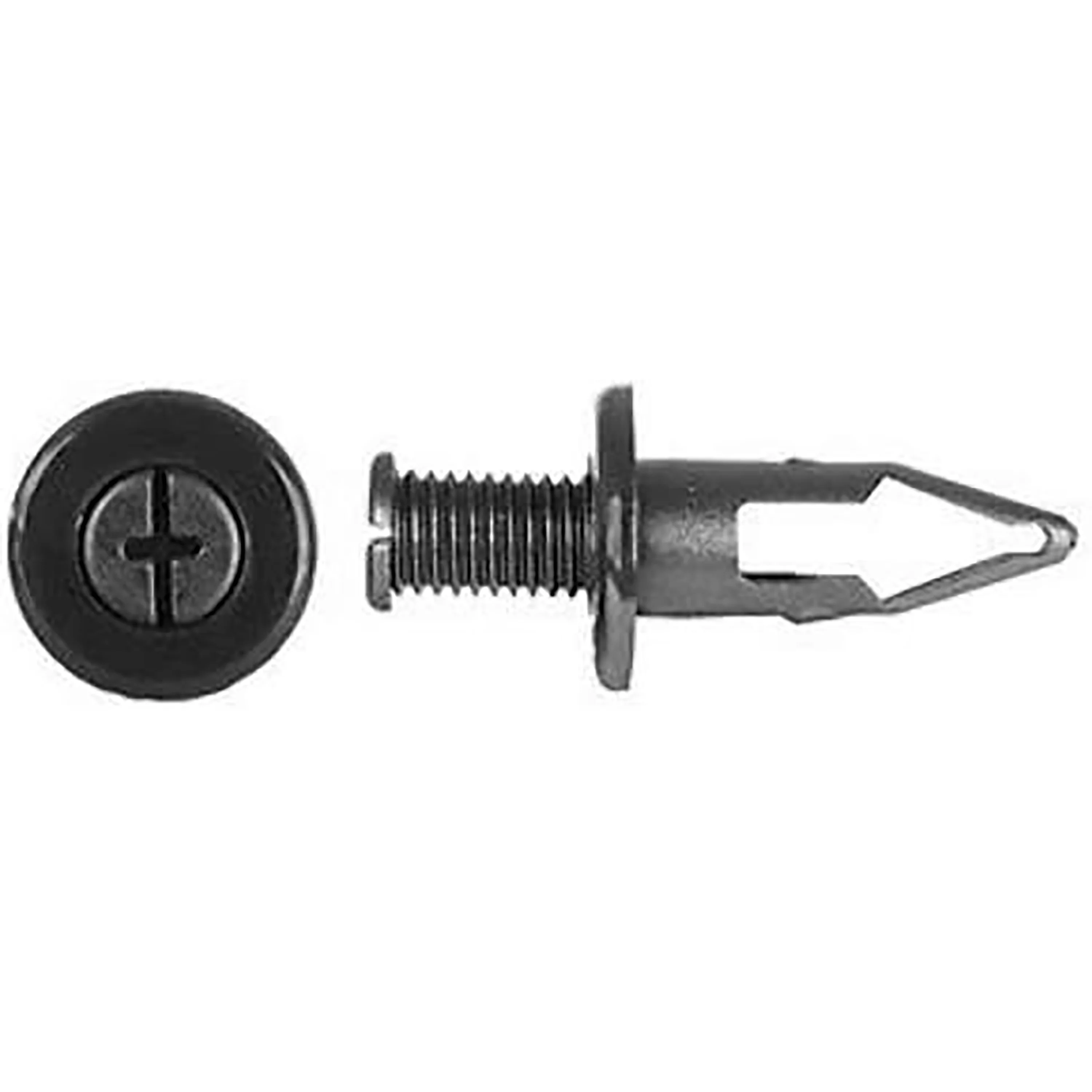 Black Nylon Bumper Fascia Phillips Screw Push Retainer 25/64" Hole 28 MM Stem - 10 Pack - Image 2