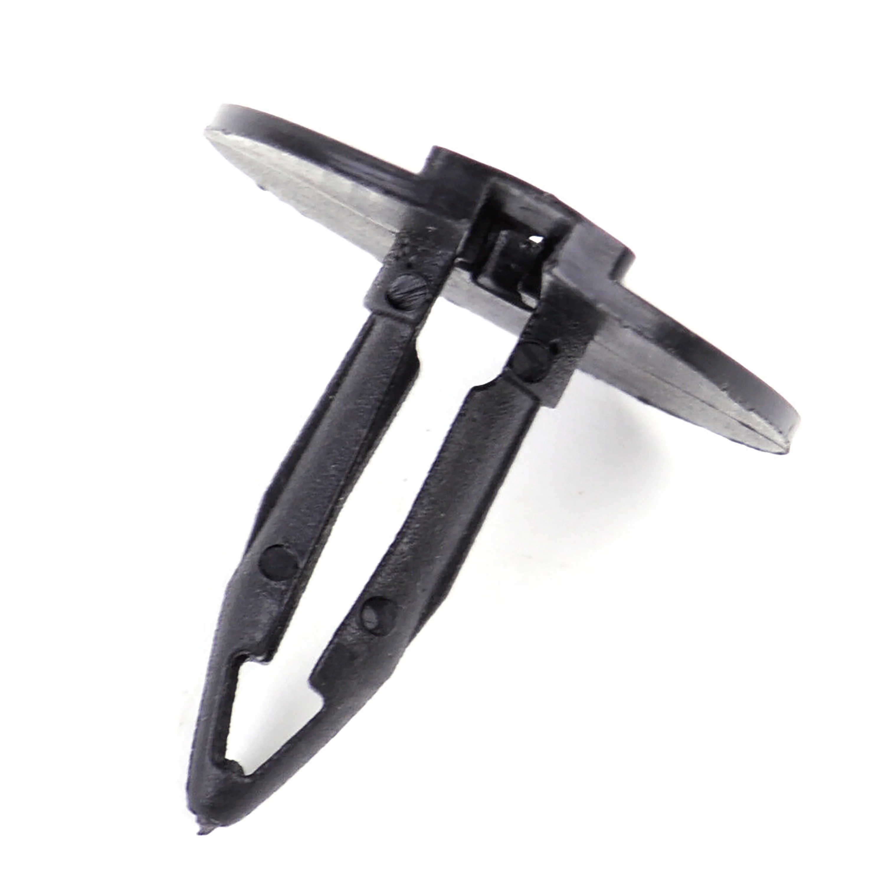 Black Nylon Splash Shield Push Retainer Clips - 5/16" Hole 7/8" Stem 1" Flange - 25 Pack - Image 2