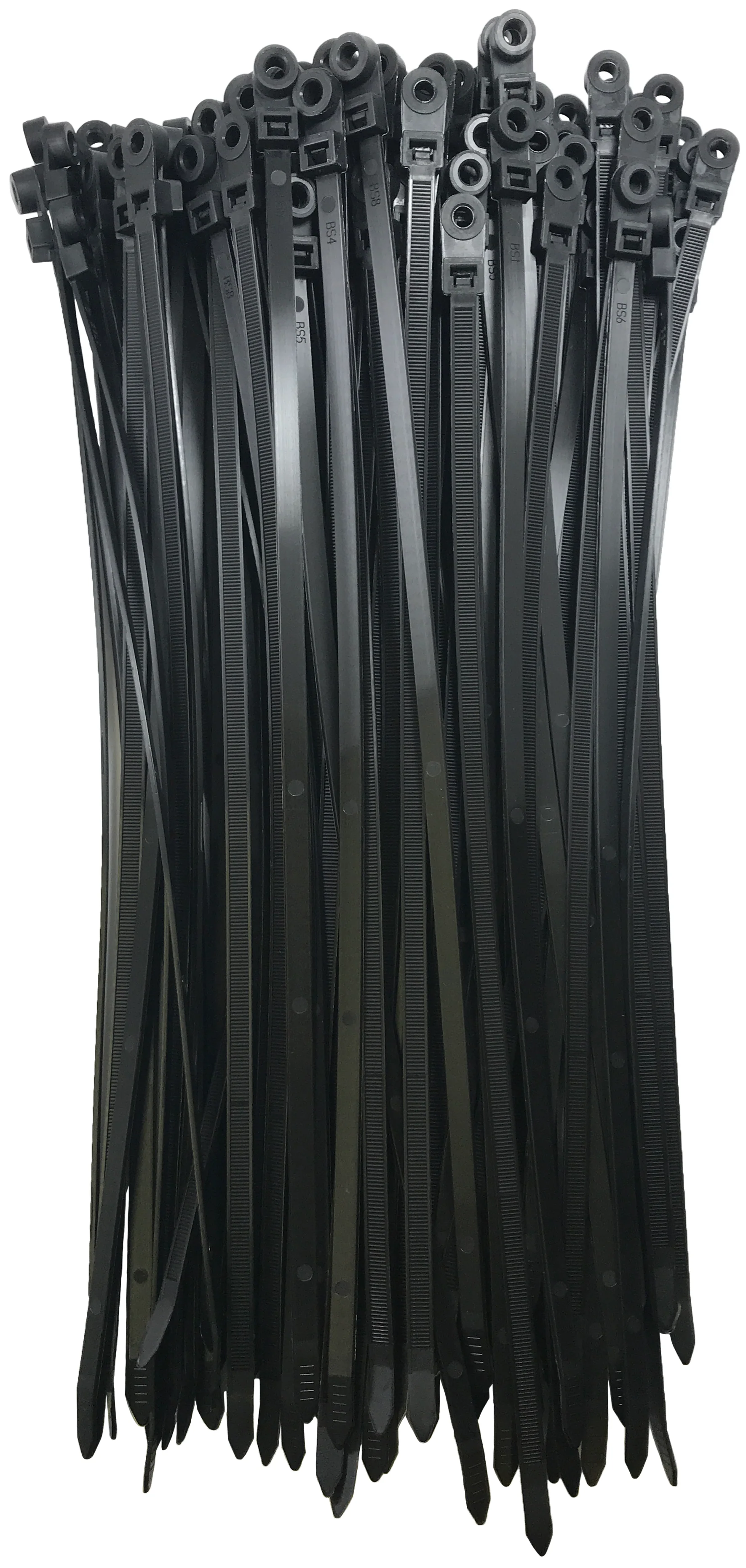 Black 14" Mounting Hole Cable Ties - 120 lb Tensile Strength (100 Pack)
