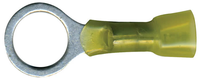 10-12 AWG Yellow Ring Terminals - 1/2" Stud Size - 10 to 500 Pack