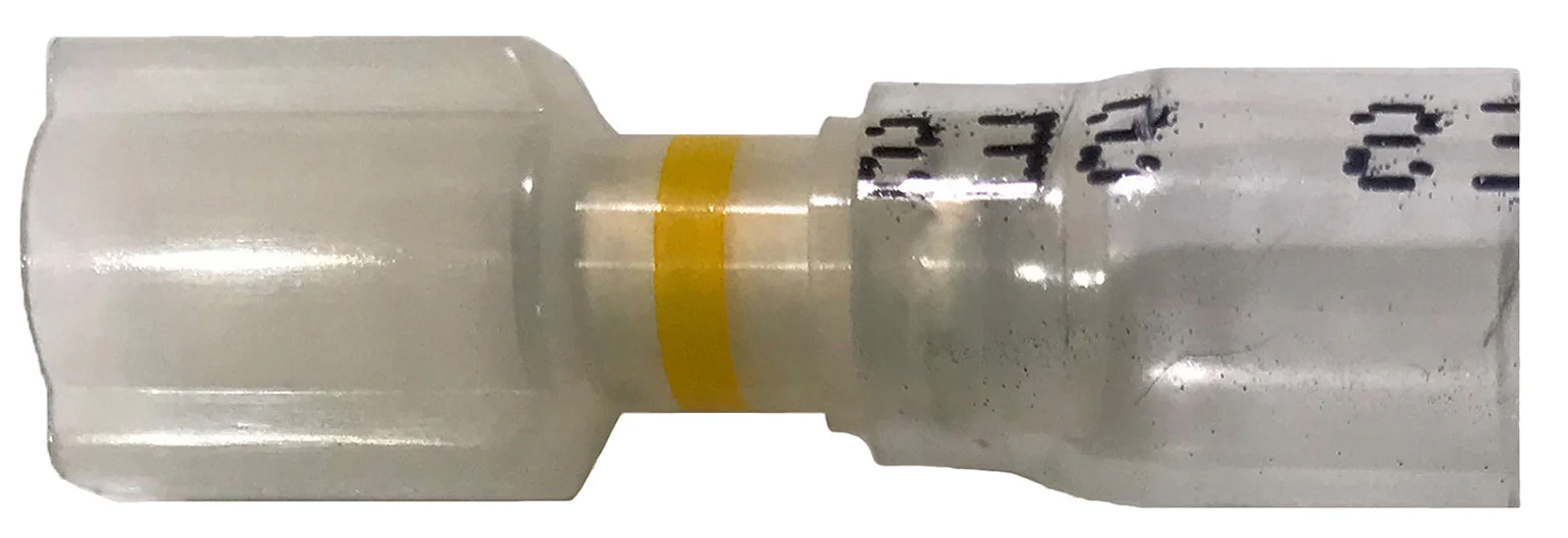 Optiseal Clear Heat Shrink & Crimp Yellow Male Quick Disconnect 12-10 Gauge .250 Tab - 10 to 500 Pack - Image 2