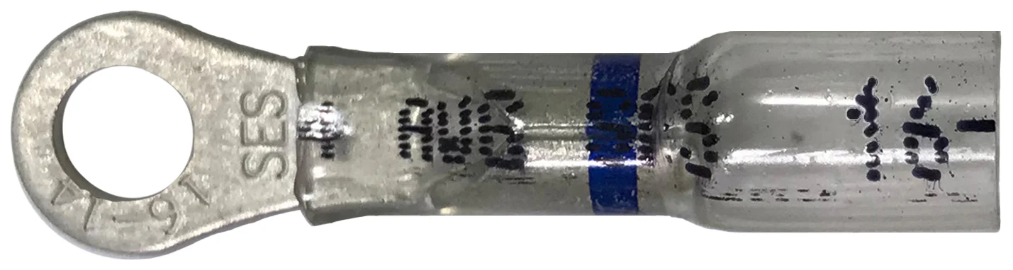 Optiseal Clear Heat Shrink & Crimp Blue Ring Terminal - 16-14 AWG #10 Stud - 10 to 500 Pack - Made in USA