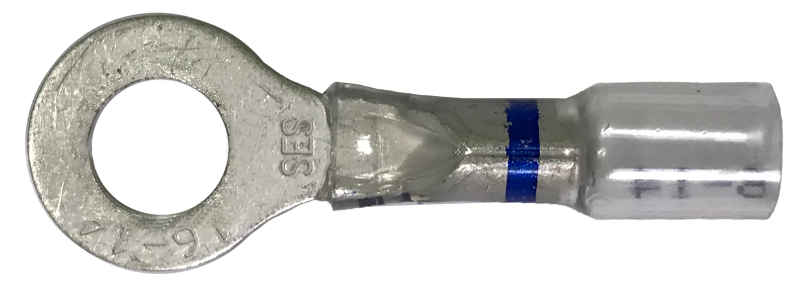 Optiseal Clear Heat Shrink & Crimp Blue Ring Terminal 16-14 Gauge 1/4 Stud - 10 to 500 Pack