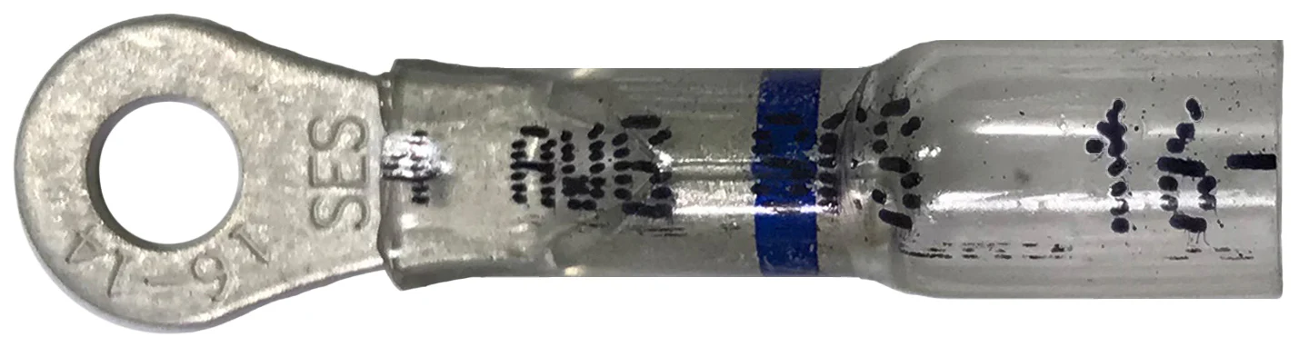Optiseal Clear Heat Shrink & Crimp Blue Ring Terminal 16-14 Gauge #8 Stud - 10 to 500 Pack