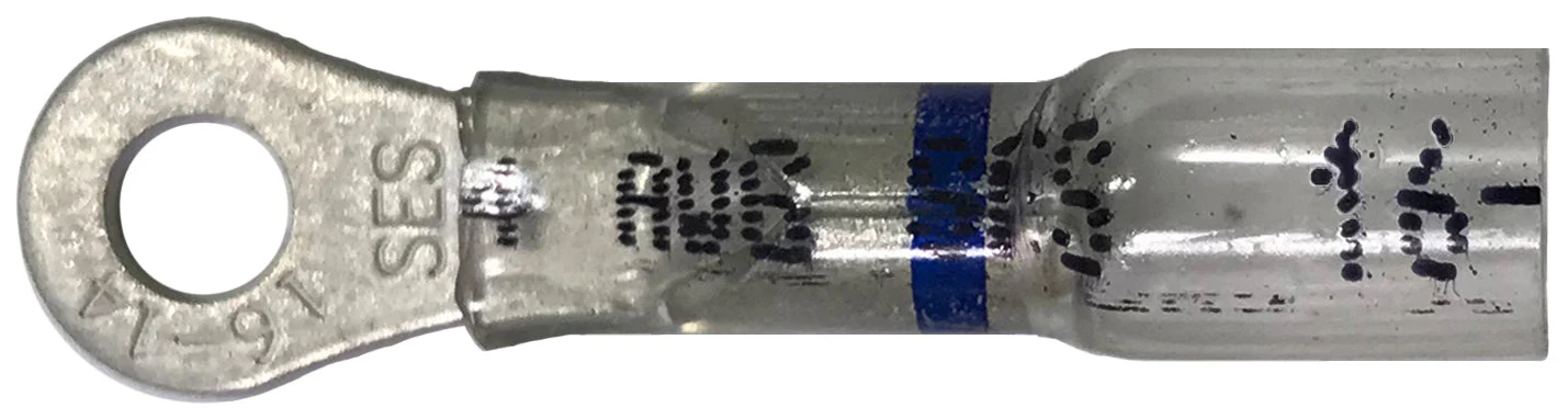 Optiseal Clear Heat Shrink & Crimp Blue Ring Terminal 16-14 Gauge #8 Stud - 10 to 500 Pack - Image 3