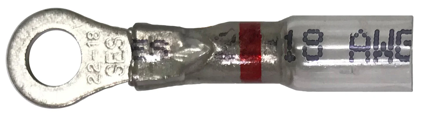 Optiseal Clear Heat Shrink & Crimp Red Ring Terminal 22-18 Gauge #10 Stud - 10 to 500 Pack