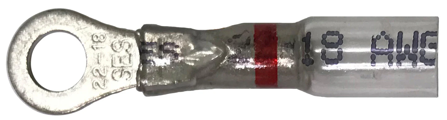 Optiseal Clear Heat Shrink & Crimp Red Ring Terminal 22-18 Gauge #10 Stud - 10 to 500 Pack - Image 2