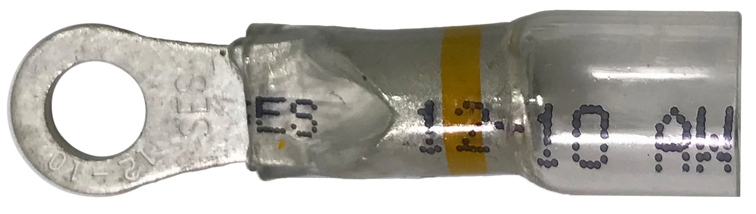 Optiseal Clear Heat Shrink & Crimp Yellow Ring Terminal 12-10 Gauge #10 Stud - 10 to 500 Pack - Image 2