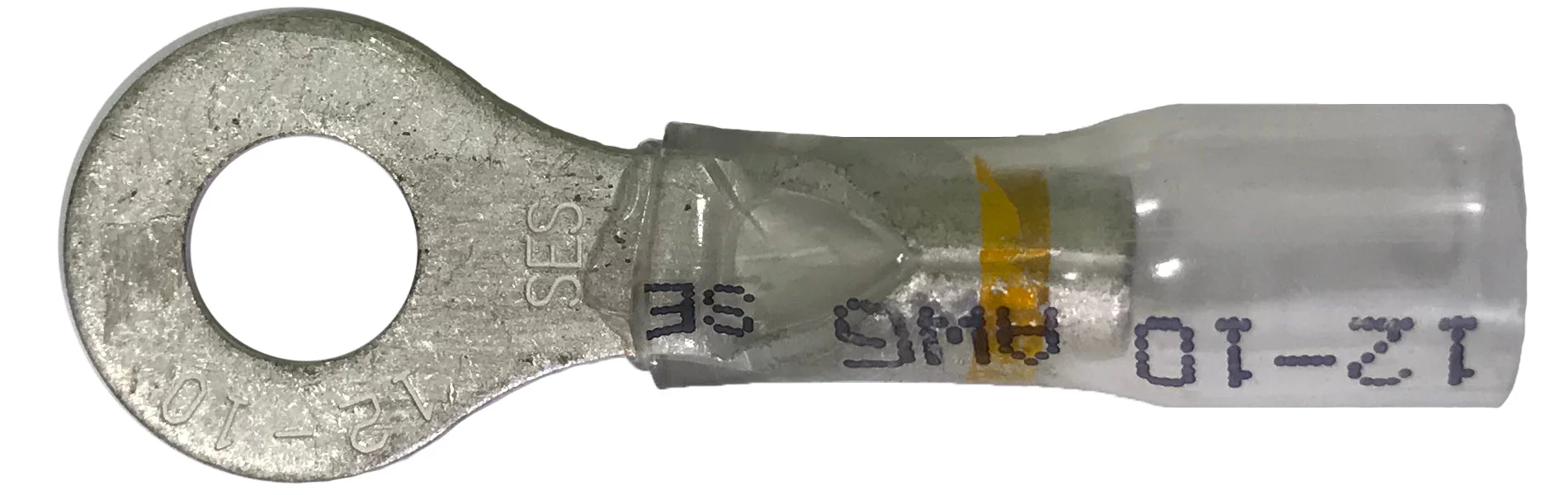 Optiseal Clear Heat Shrink & Crimp Yellow Ring Terminal 12-10 Gauge 1/4 Stud - 10 to 500 Pack - Image 3