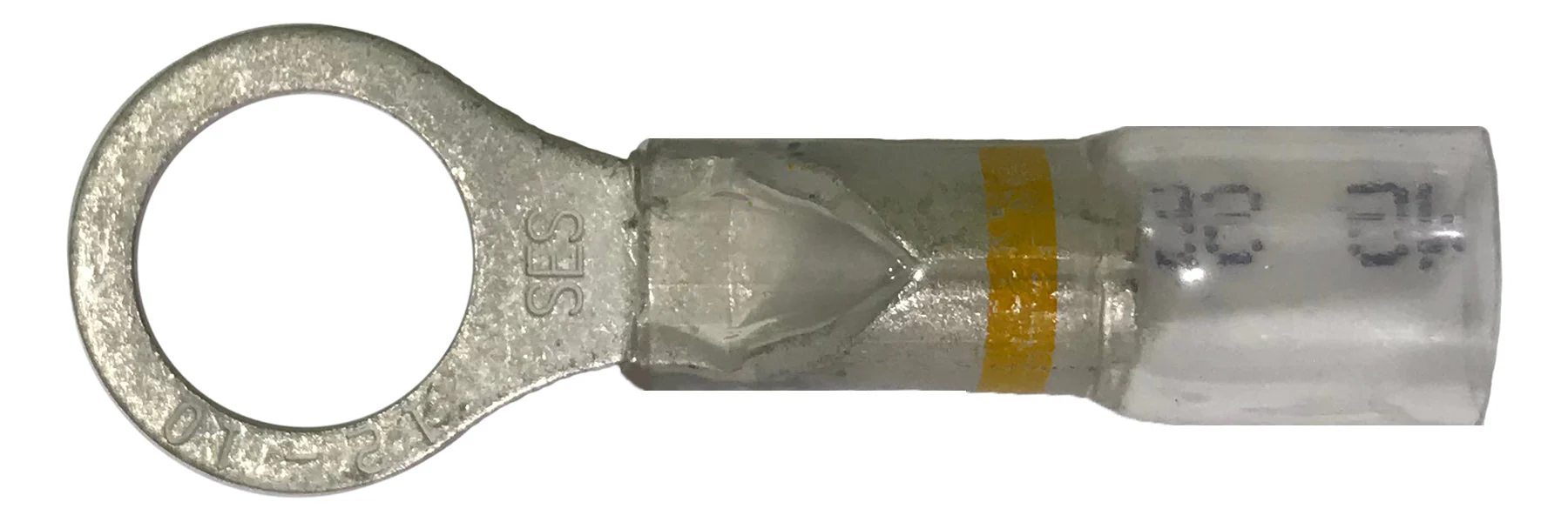 Optiseal Clear Heat Shrink & Crimp Yellow Ring Terminal 12-10 Gauge 3/8 Stud - 10 to 500 Pack - Image 2