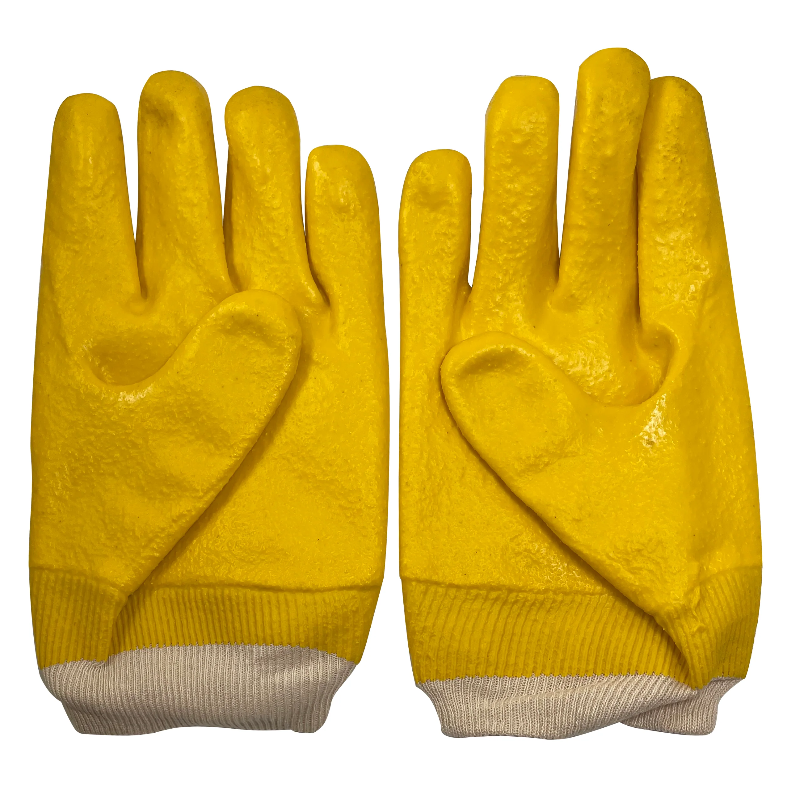 Pair of PVC Coated Yellow Jersey Lined Men Refrigerant Handling & Freezer Gloves - Image 3