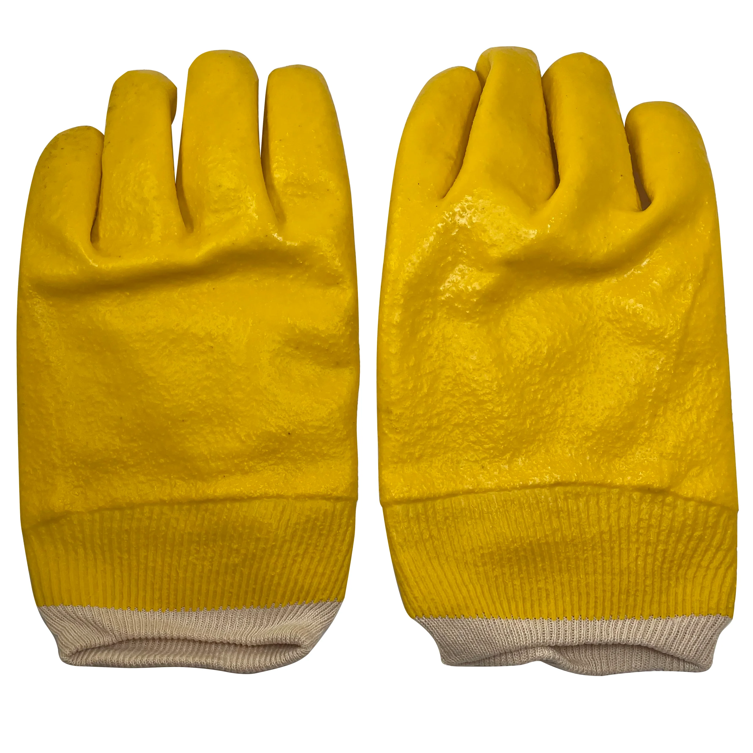 Pair of PVC Coated Yellow Jersey Lined Men Refrigerant Handling & Freezer Gloves - Image 4