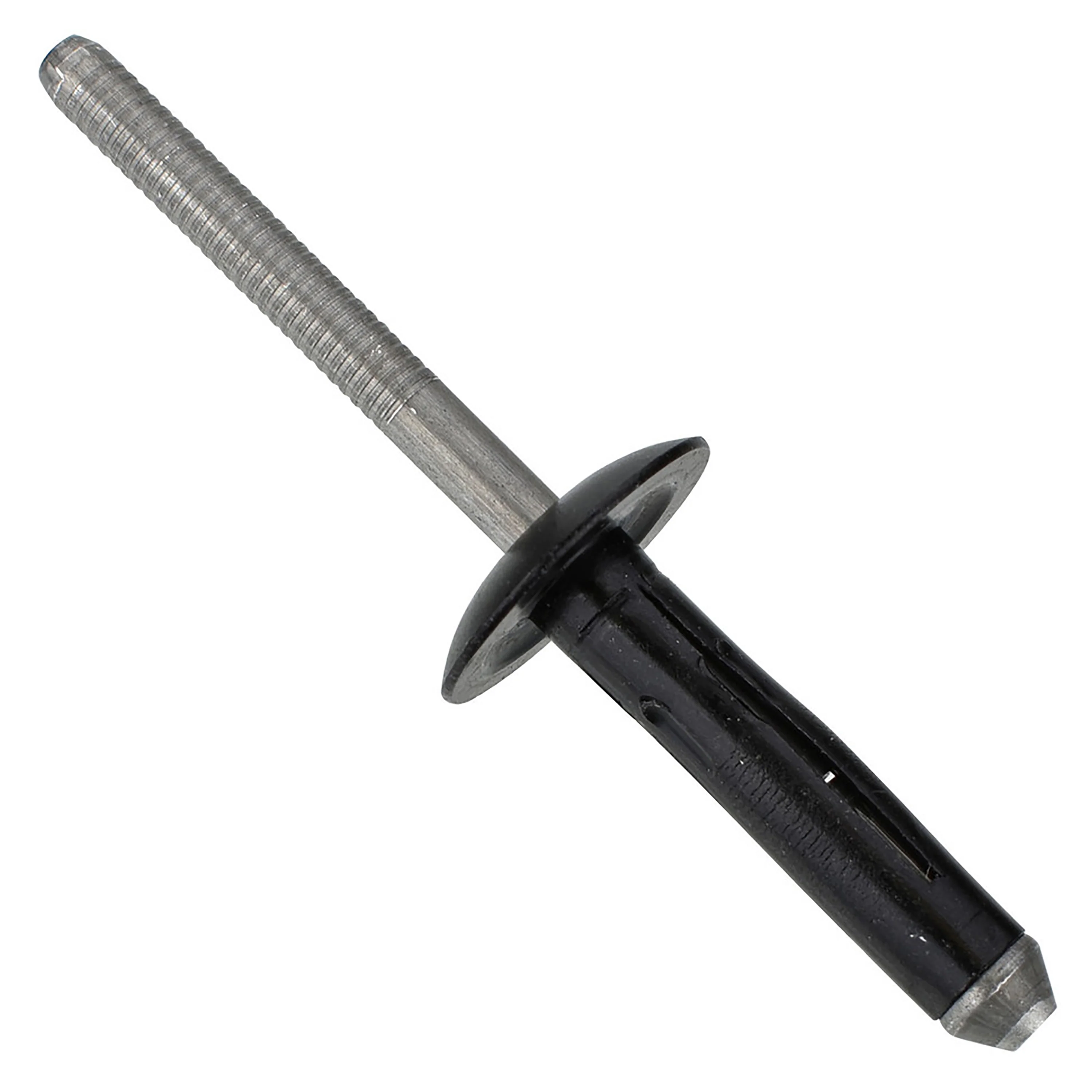 Black Aluminum Bumper Cover Rivets Mandrel Retainer - 1/4" Dia. - 11/16" Flange - 15 Pack