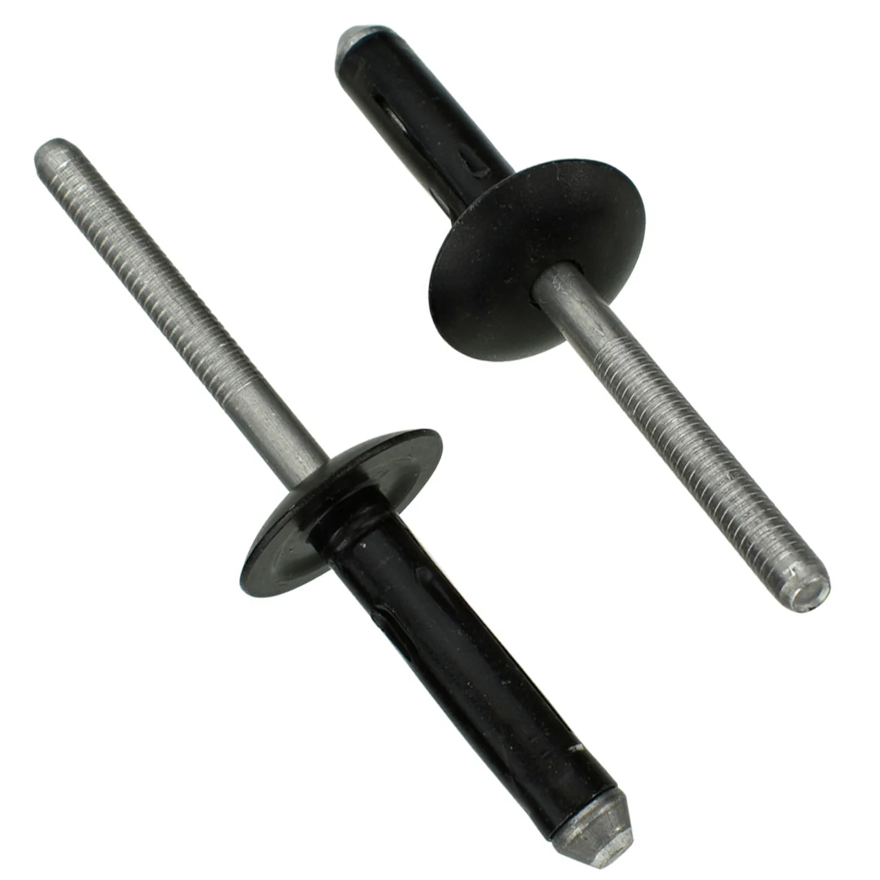Black Aluminum Bumper Cover Rivets Mandrel Retainer - 1/4" Dia. - 11/16" Flange - 15 Pack - Image 2