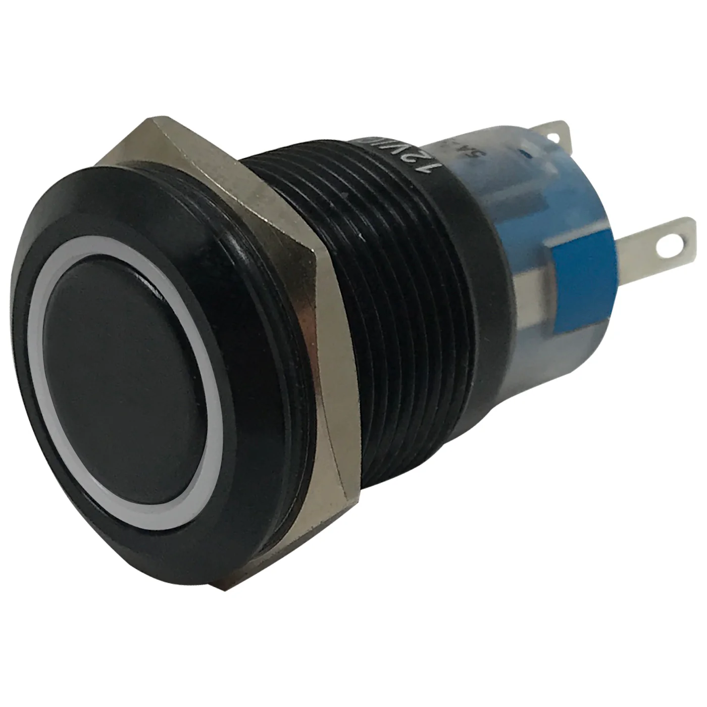 LED Latching Push Button Switch - 12V Black Metal - On/Off - 19mm Mount - Image 26
