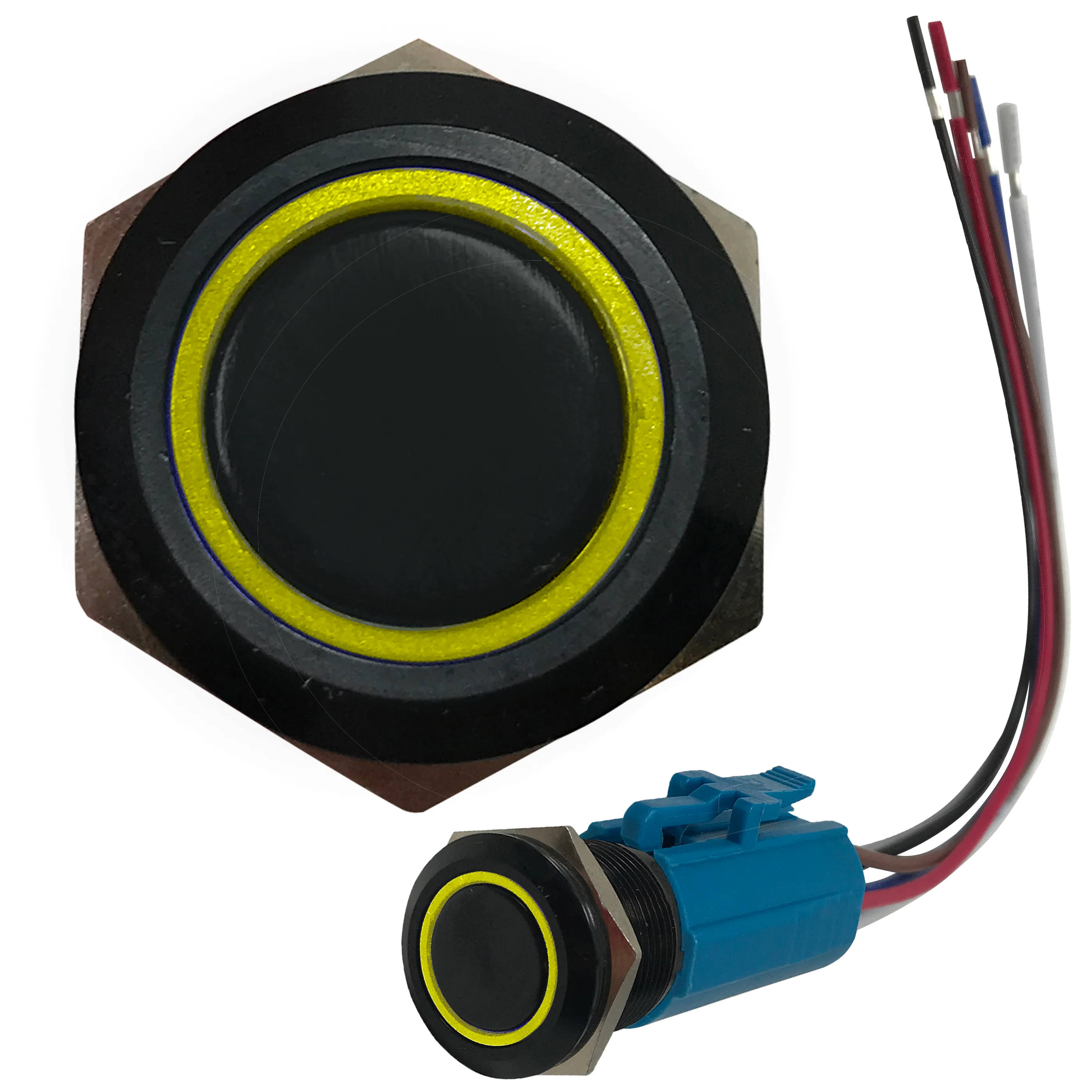 LED Latching Push Button Switch - 12V Black Metal - On/Off - 19mm Mount - Image 34