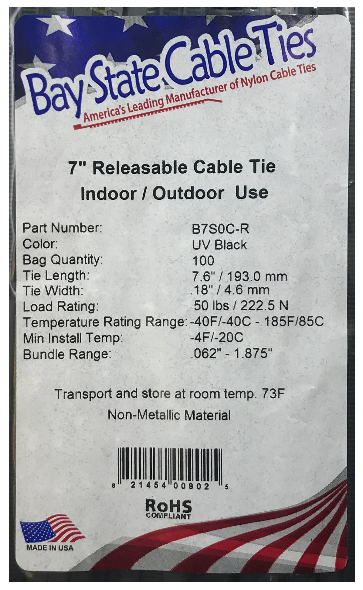 Releasable Black 7" Inch Cable Ties 50 lbs - 100 Pack - Image 3