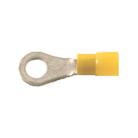 Vinyl Insulated Yellow Ring Terminal 4 Gauge 1/2 Stud - 10 or 100 Pack