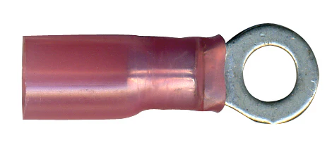 Heat Shrink & Crimp Red Ring Terminal 8 Gauge 1/2 Stud - 10 to 500 Pack
