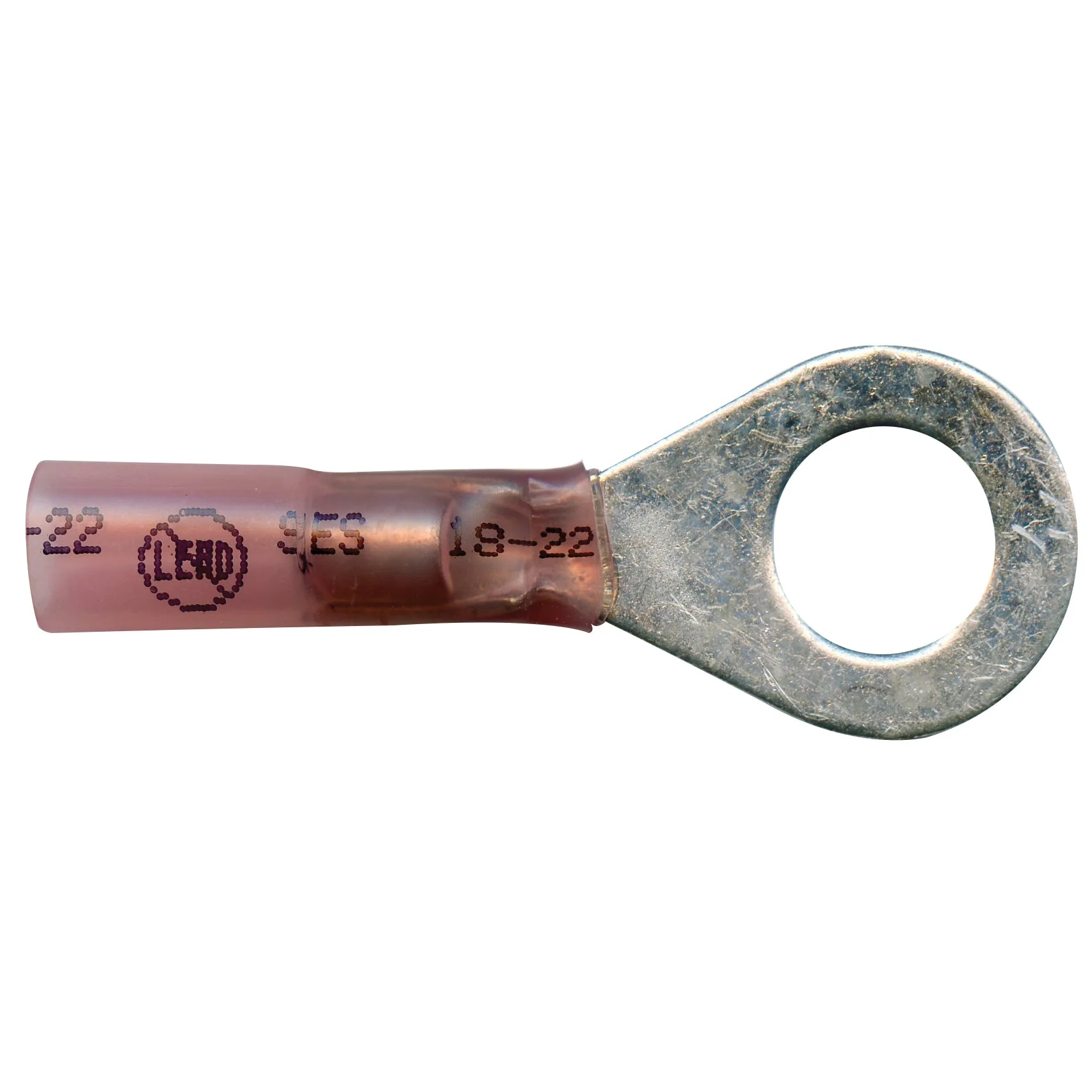 Elektralink Heat Shrink & Solder Red Ring Terminal 22-18 Gauge 3/8 Stud - 10 to 500 Pack - Image 3