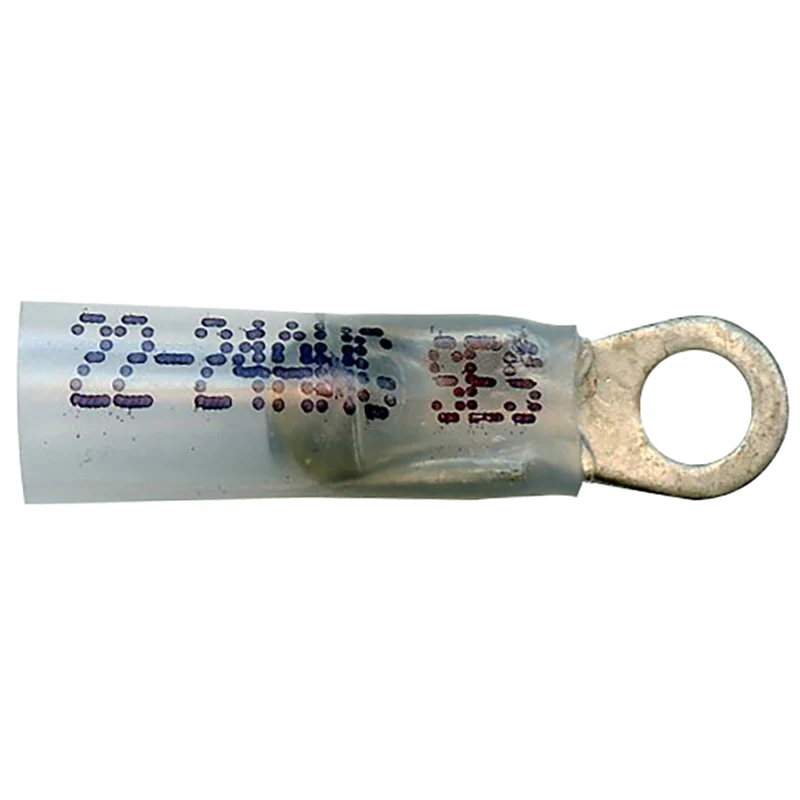 Elektralink Heat Shrink & Solder White Ring Terminal 26-24 Gauge #4 Stud - 10 to 500 Pack