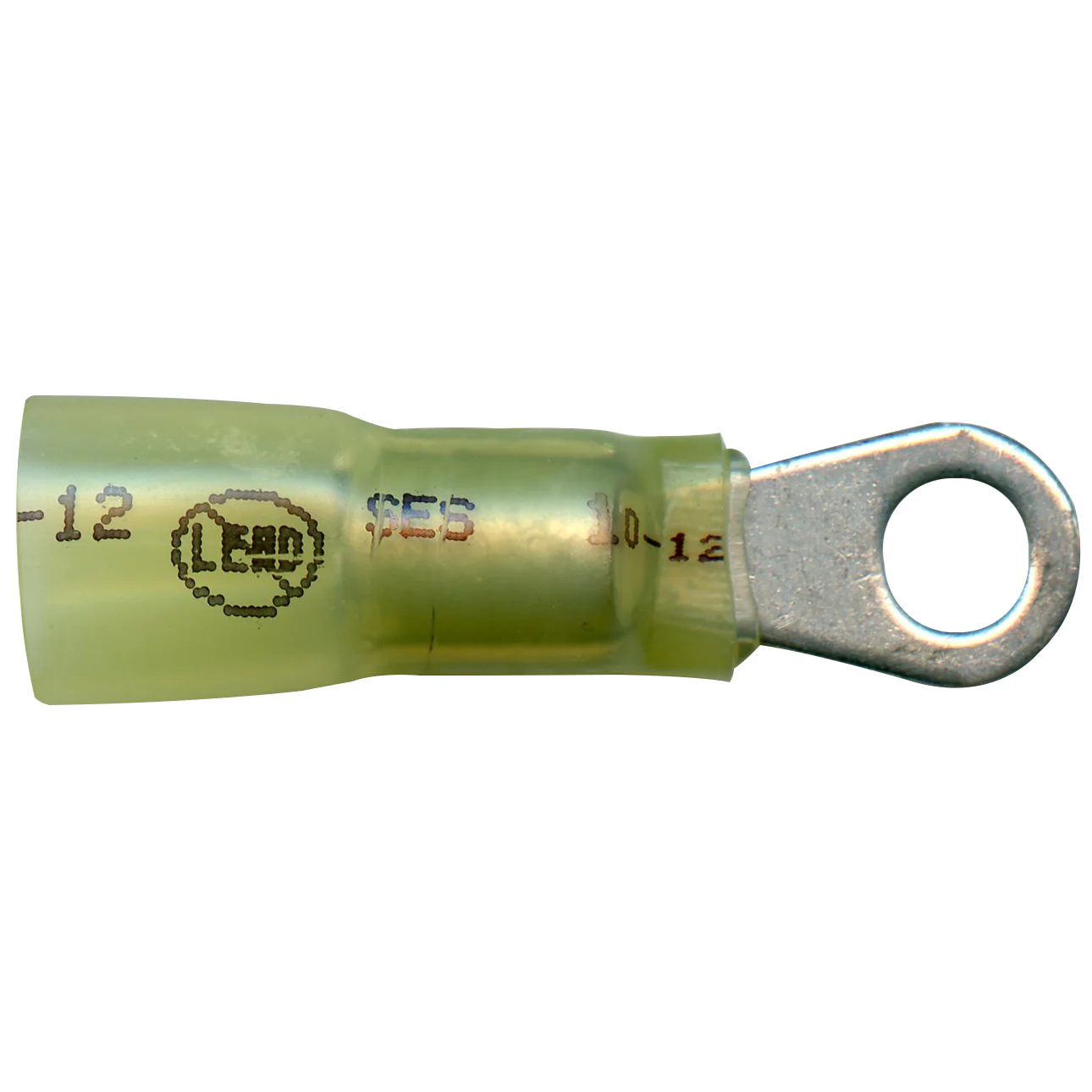 Elektralink Heat Shrink & Solder Yellow Ring Terminal 12-10 Gauge #10 Stud - 10 to 500 Pack
