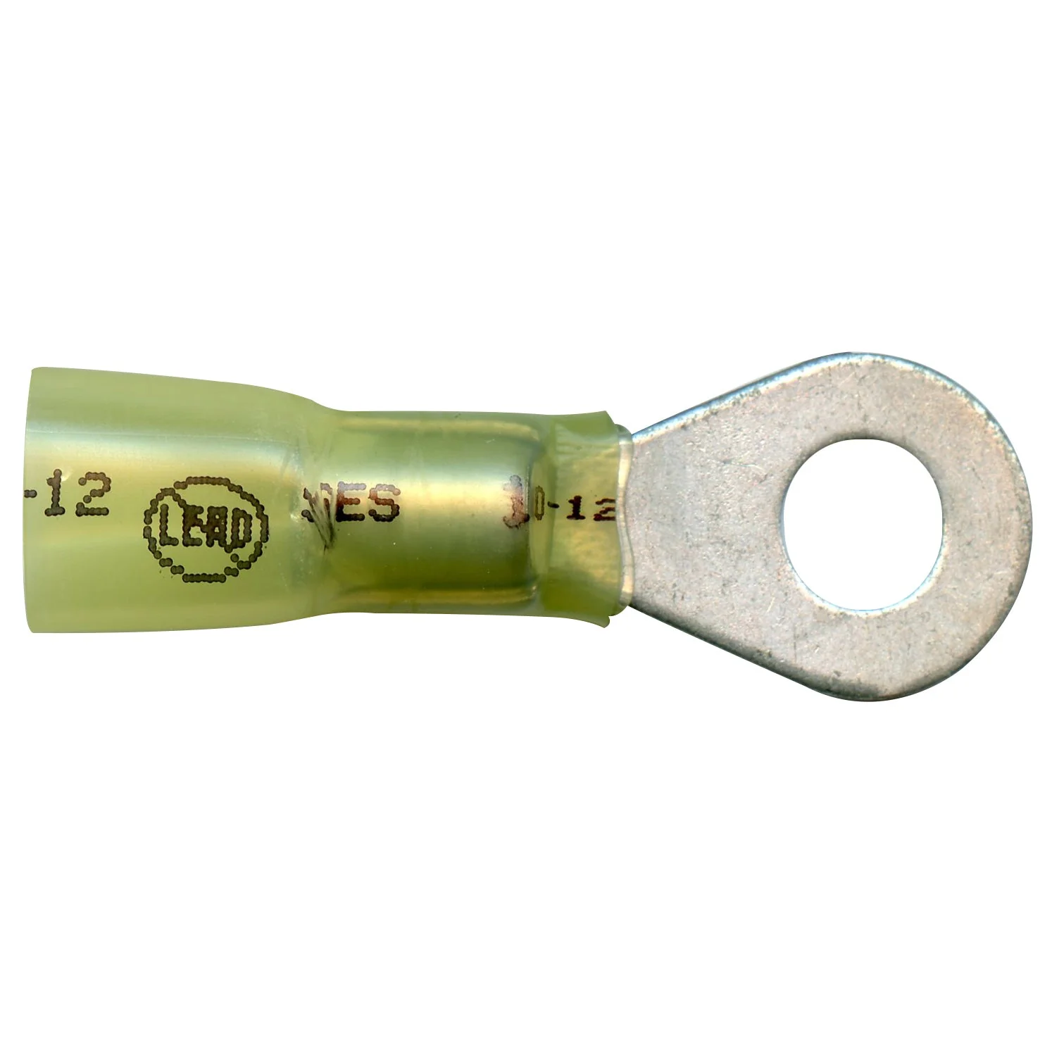 Elektralink Heat Shrink & Solder Yellow Ring Terminal 12-10 Gauge 1/4" Stud - 10 to 500 Pack - Image 2