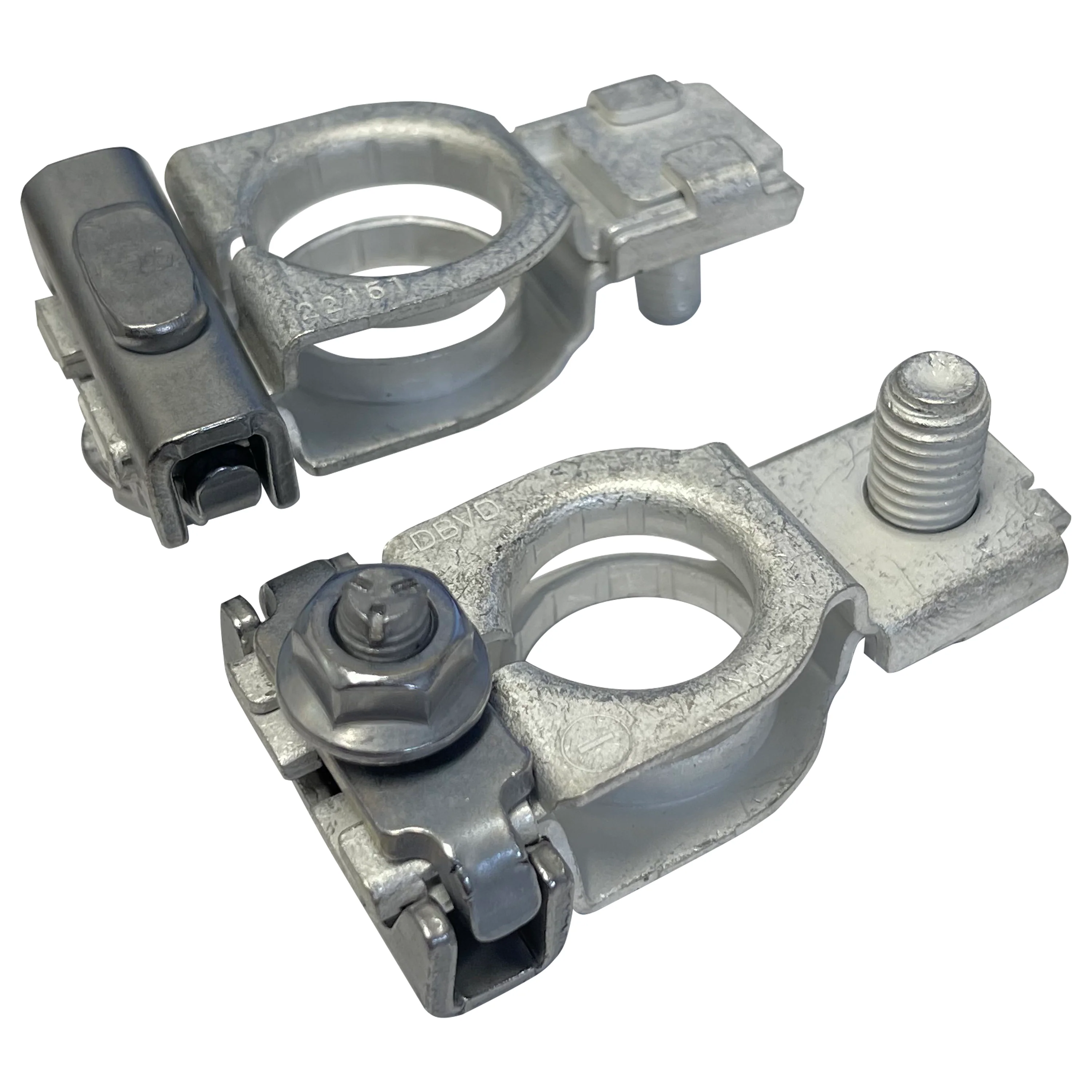 SAE-DIN-ISO Battery Terminal Replacement Set - Positive & Negative - Vertical Clamp Design