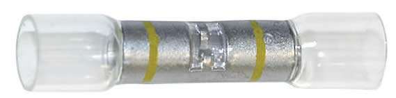 Optiseal Clear Heat Shrink & Crimp Yellow Butt Connector 12-10 Gauge - 10 to 500 Pack