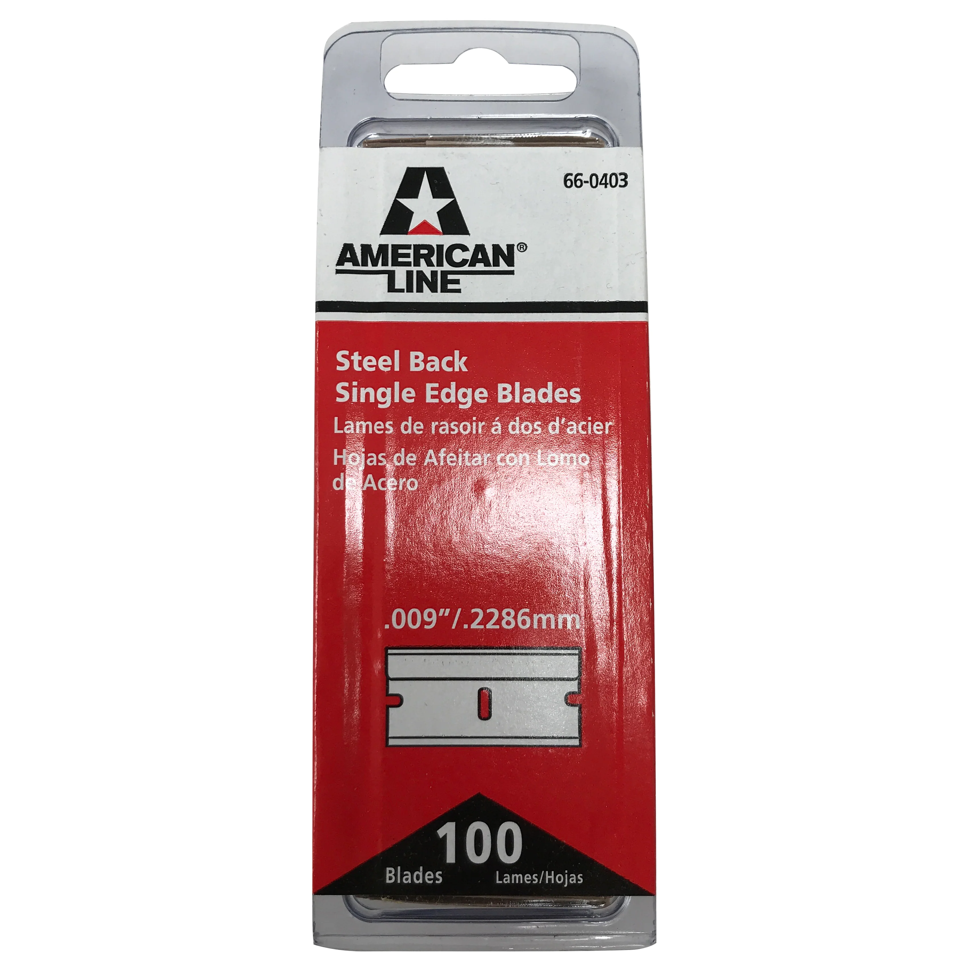 American Line 66-0403 Carbon Steel Back Single Edge Razor Blades .009" / .2286mm - 100 Pack - Image 9