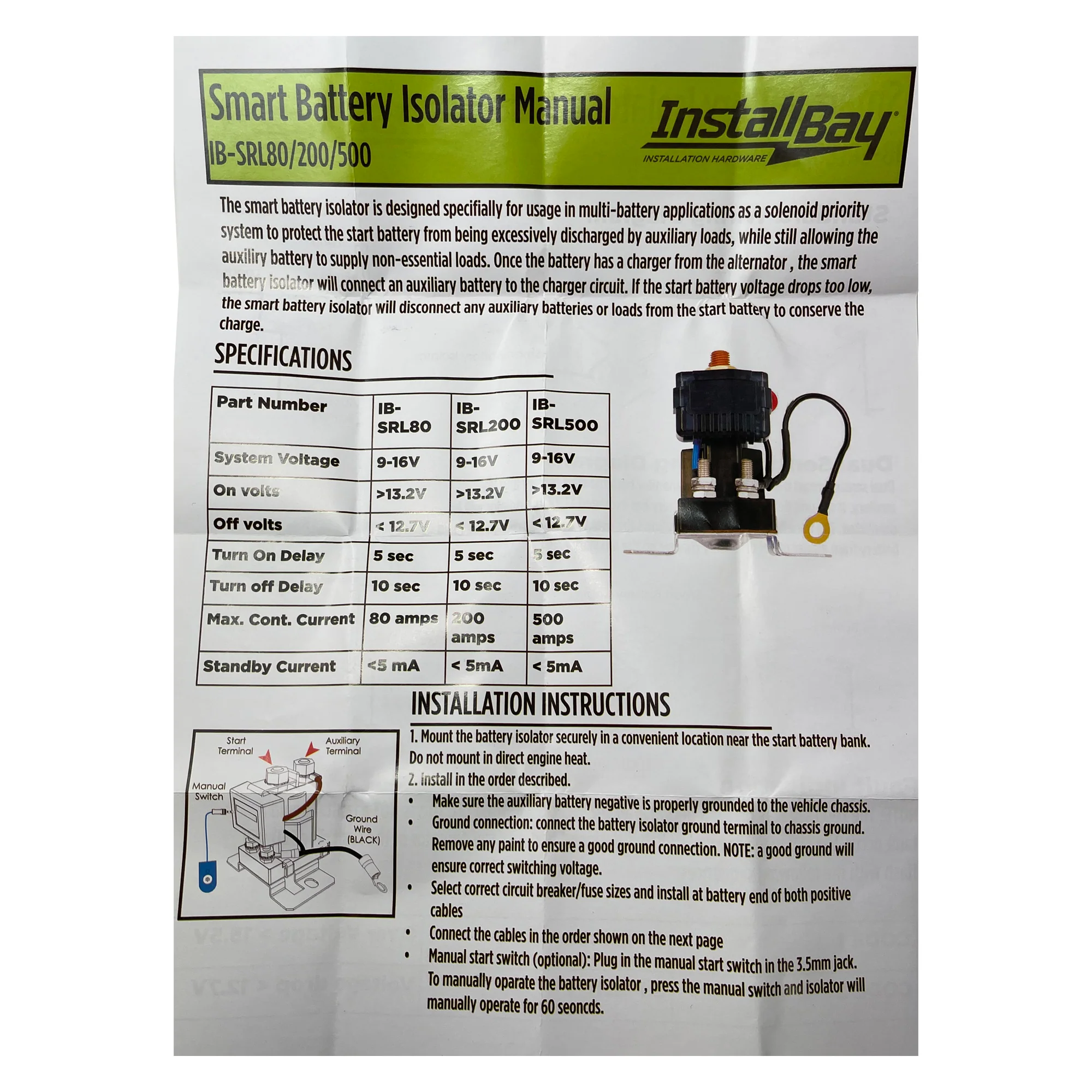 Smart Battery Isolator Relay - 200 Amp Heavy-Duty Dual Battery Voltage-Sensing Solenoid - Image 5