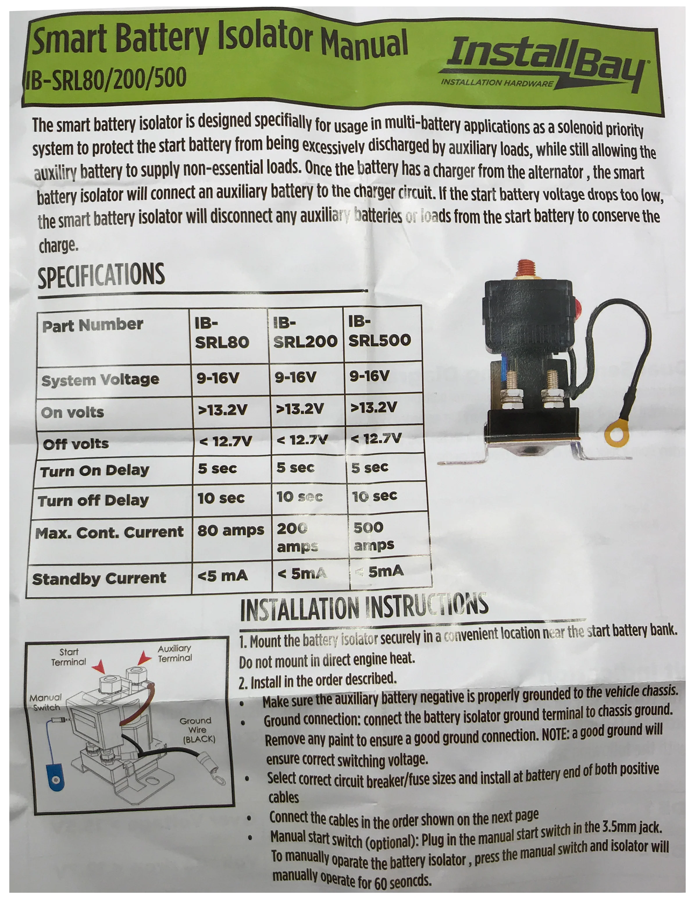 Smart Battery Isolator Relay - 500 Amp Voltage-Sensing Solenoid - Heavy-Duty Dual Battery Controller - Image 10