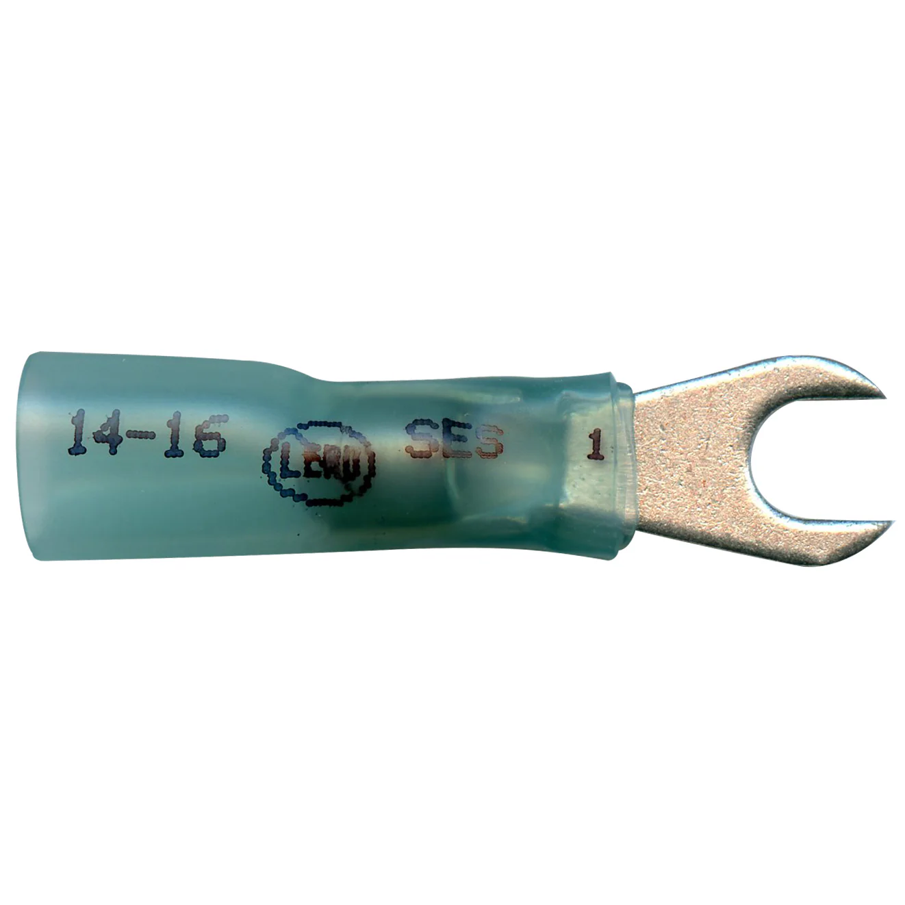 Elektralink Heat Shrink & Solder Blue Spade Terminal 16-14 Gauge #10 Stud - 10 to 500 Pack