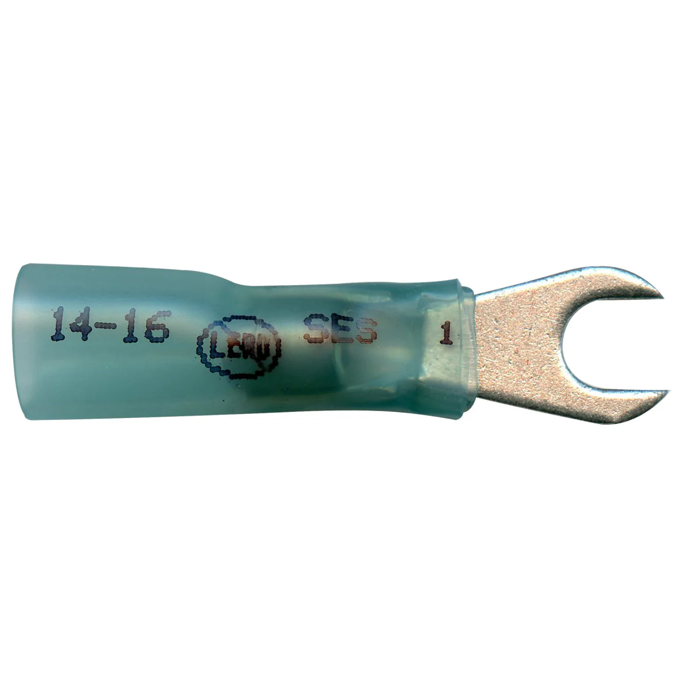 Elektralink Heat Shrink & Solder Blue Spade Terminal 16-14 Gauge #10 Stud - 10 to 500 Pack - Image 3