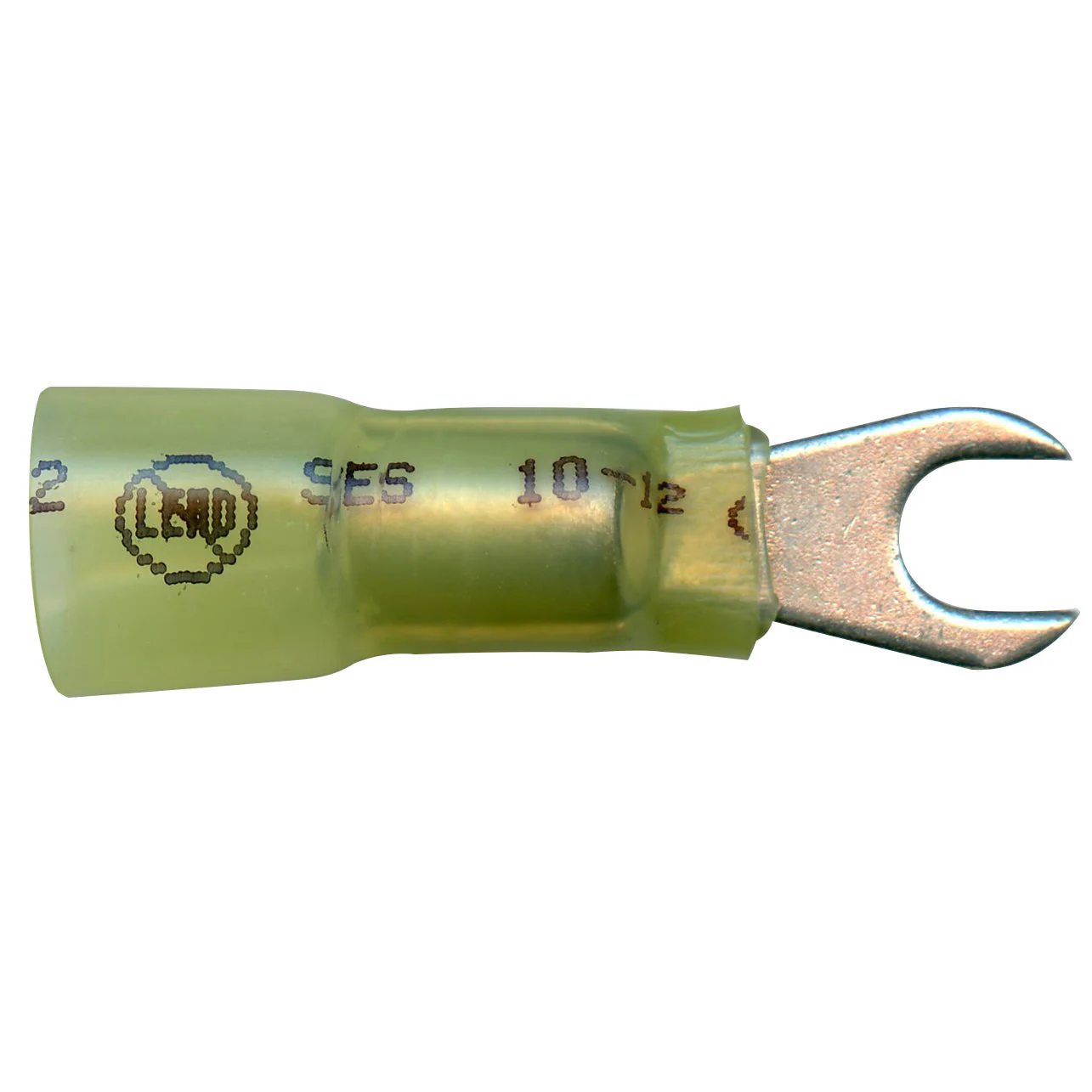 Elektralink Heat Shrink & Solder Yellow Spade Terminal 12-10 Gauge #10 Stud - 10 to 500 Pack - Image 2