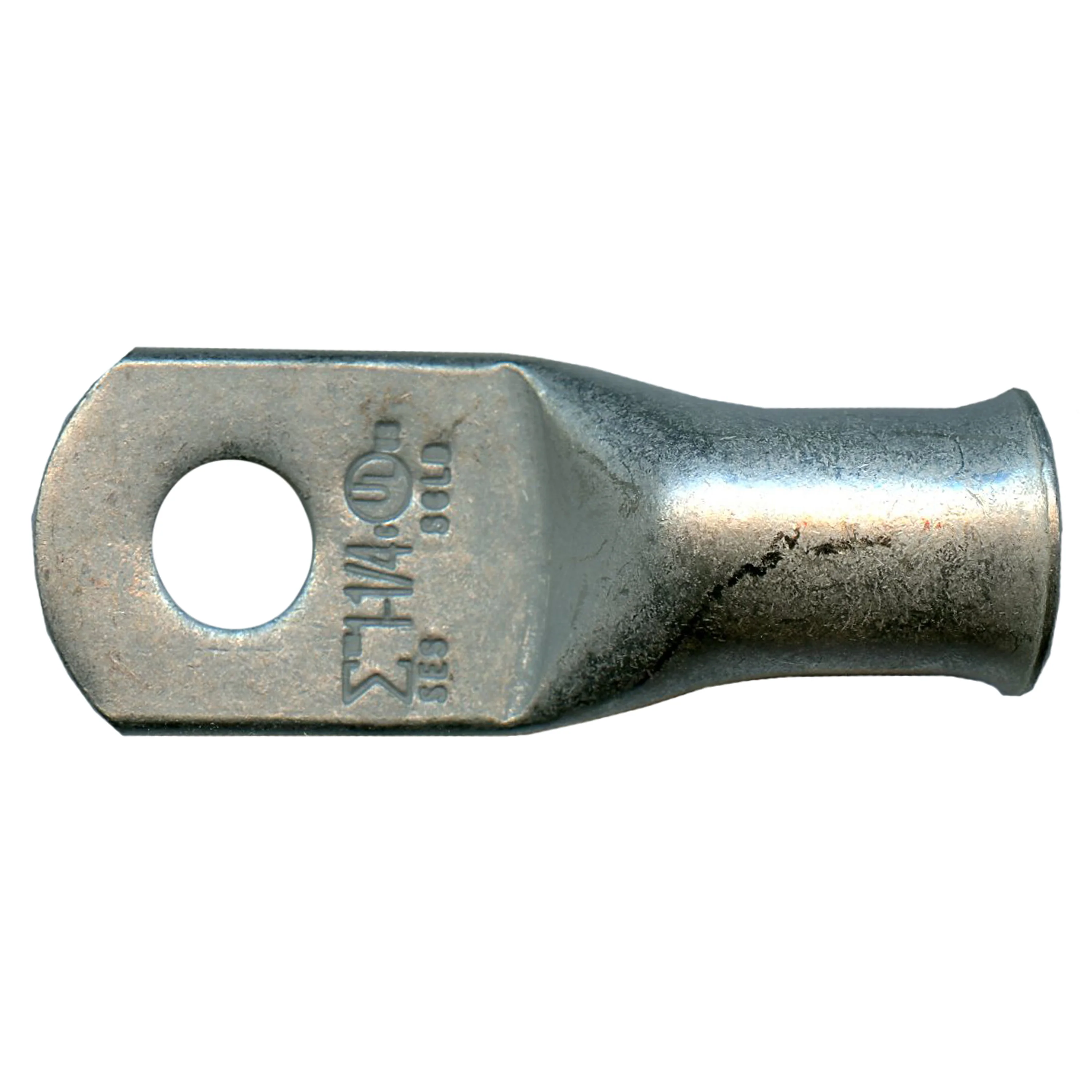 Standard Tinned Copper Lug 1 AWG 1/4" Ring Size - 10 or 100 Pack