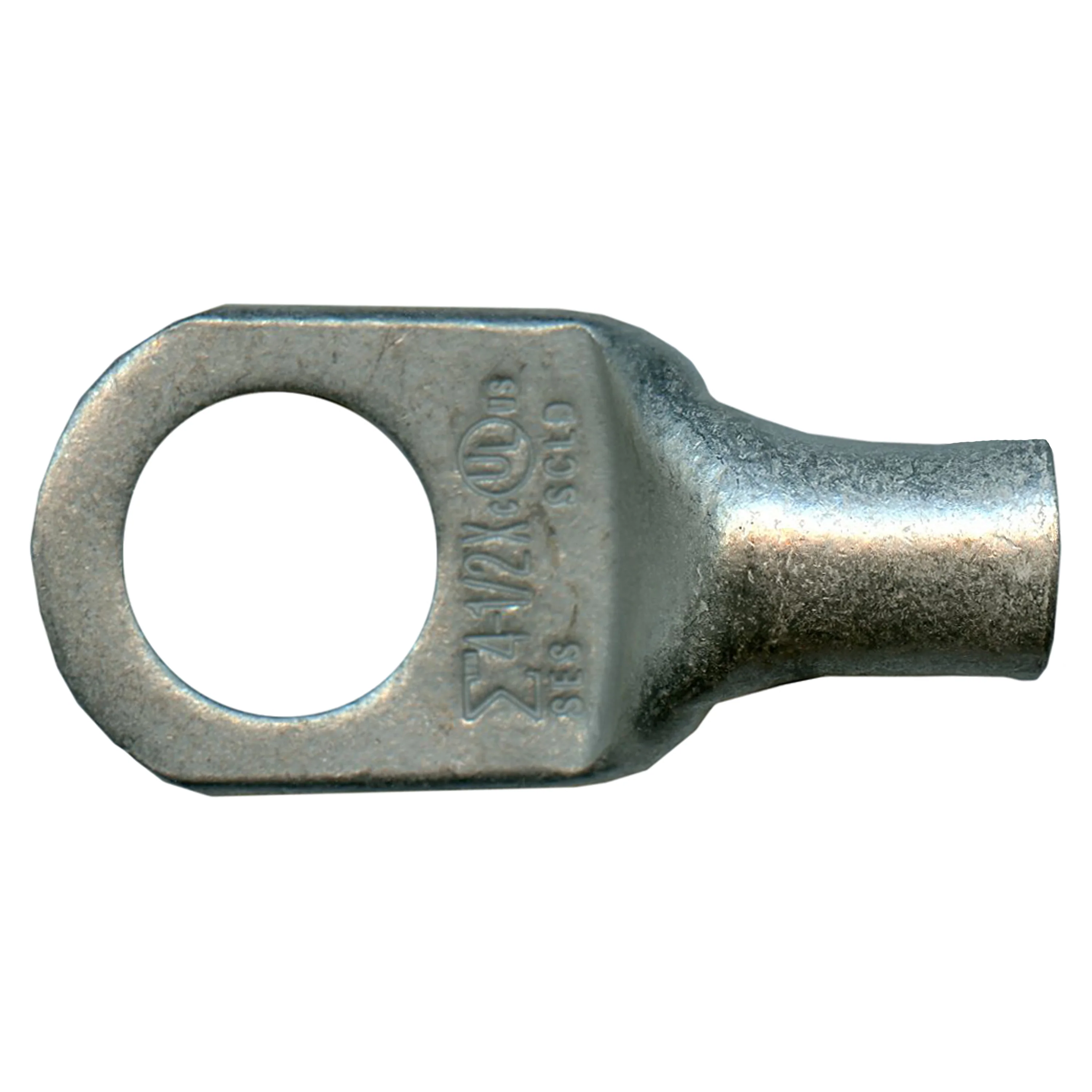 Standard Tinned Copper Lug 4 AWG 1/2" Ring Size - 10 or 100 Pack