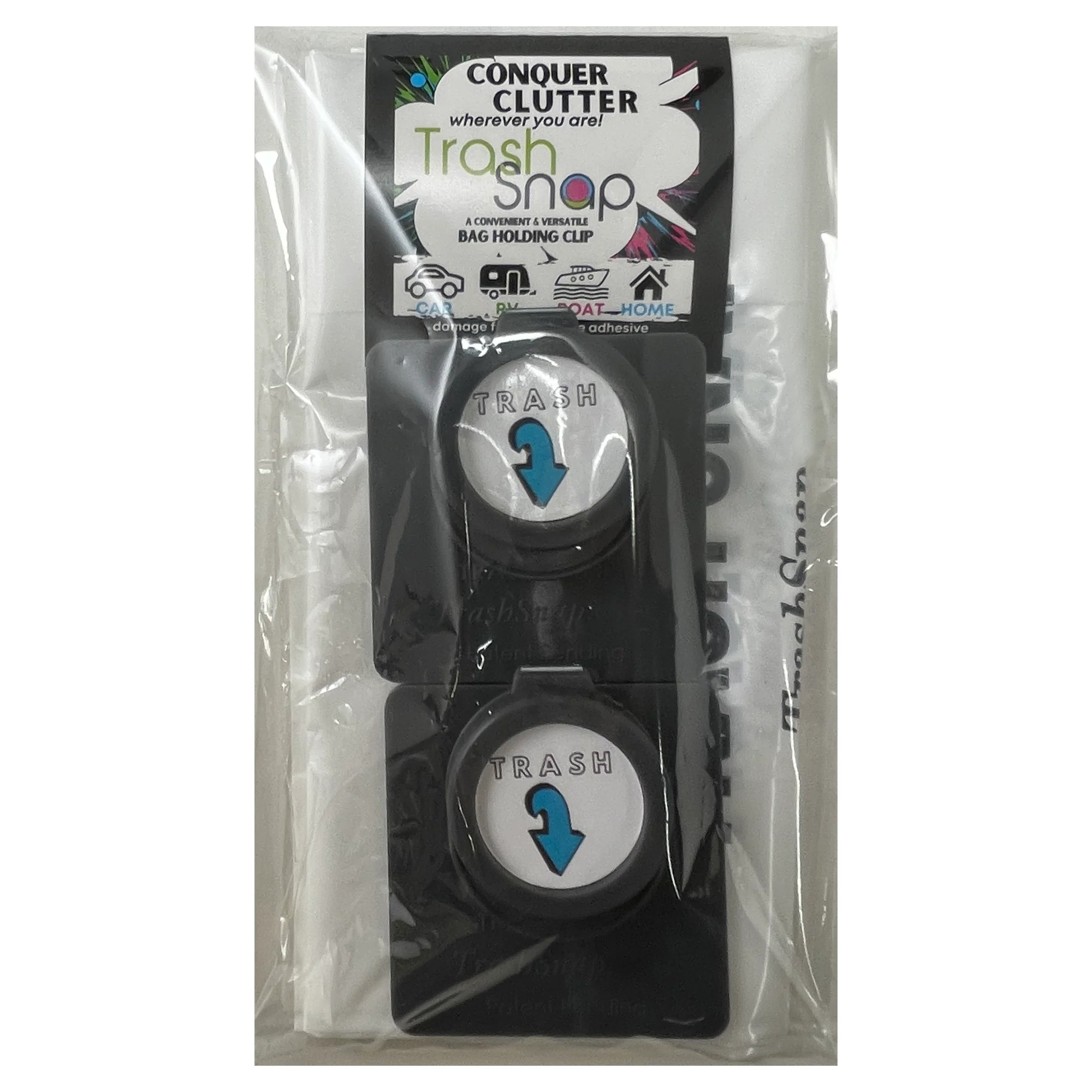 Trash Here Logo - Trash Snap Bag Holding Clip - Includes 2 Holders & 4 Bags