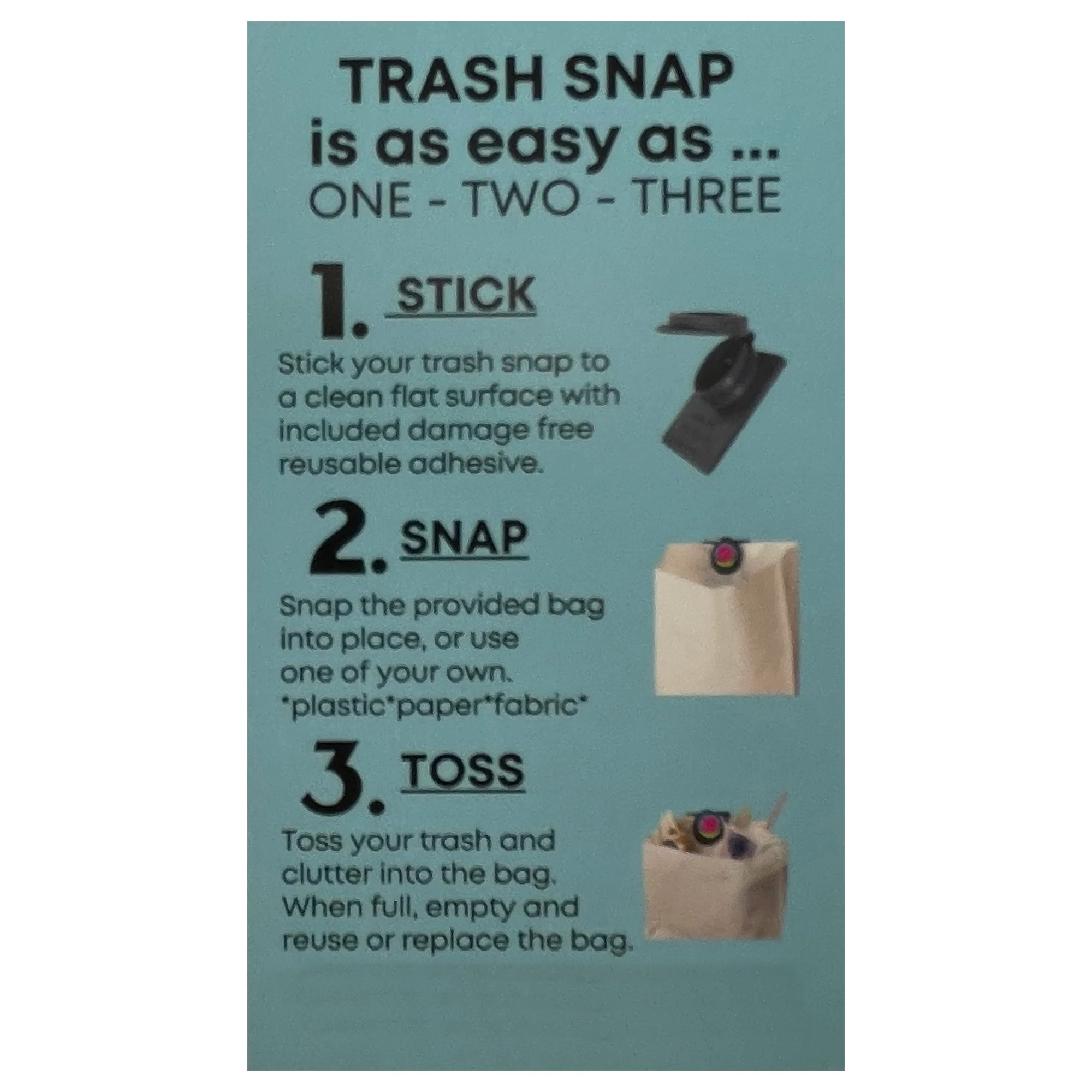 Trash Here Logo - Trash Snap Bag Holding Clip - Includes 2 Holders & 4 Bags - Image 4
