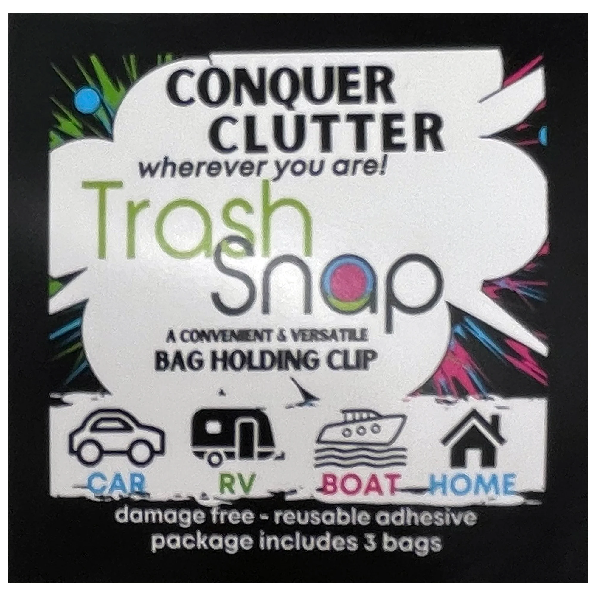 Trash Here Logo - Trash Snap Bag Holding Clip - Includes 2 Holders & 4 Bags - Image 7