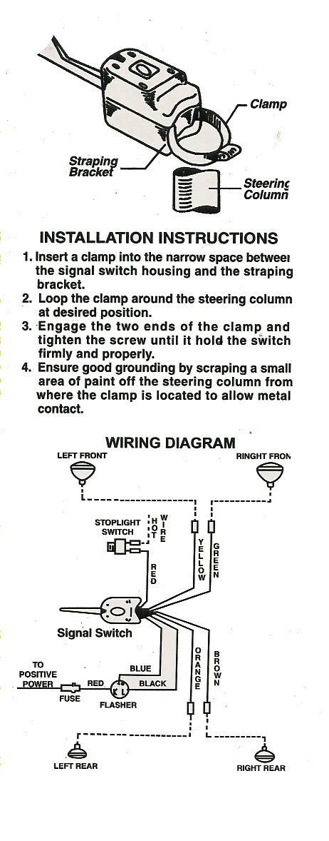 Universal Black Turn Signal Switch 7 Wire W/ Indicator Light & Emergency Flasher Button - Image 6