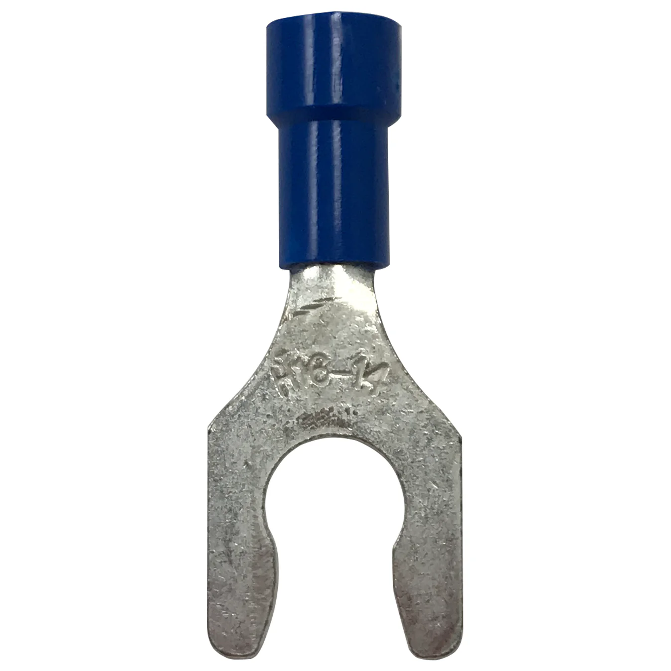 Vinyl Insulated Blue Spring Spade Terminal 16-14 Gauge #10 Stud Connector - 100 Pack - Image 3