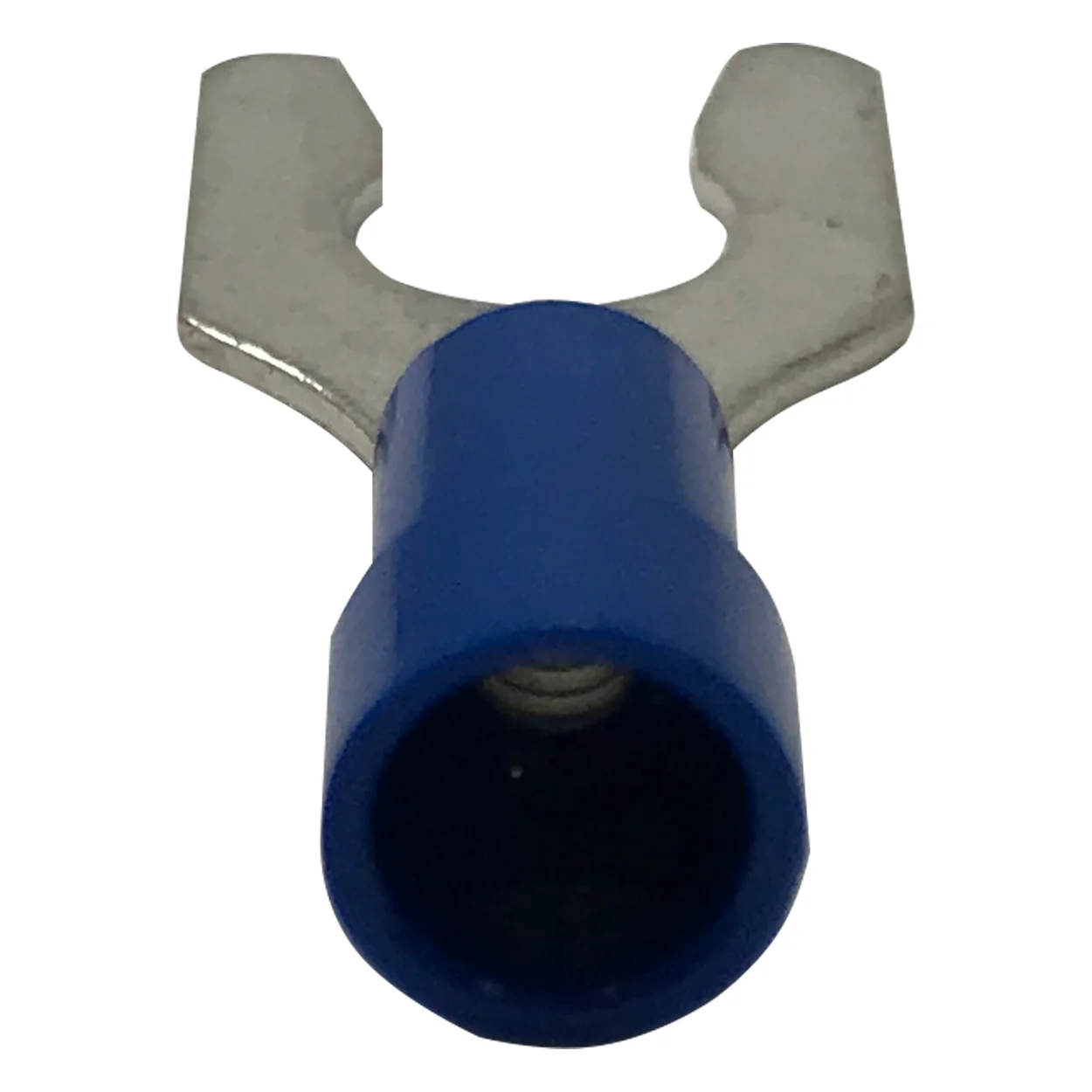 Vinyl Insulated Blue Spring Spade Terminal 16-14 Gauge 1/4 Stud Connector - 100 Pack - Image 5