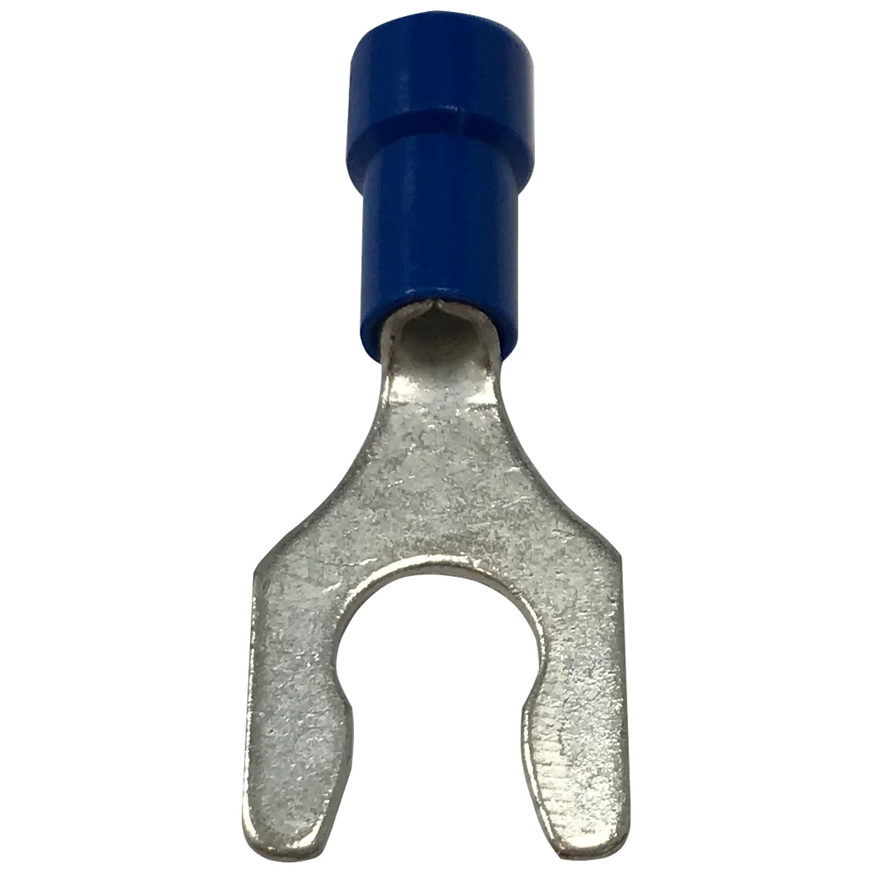 Vinyl Insulated Blue Spring Spade Terminal 16-14 Gauge #8 Stud Connector - 100 Pack - Image 3